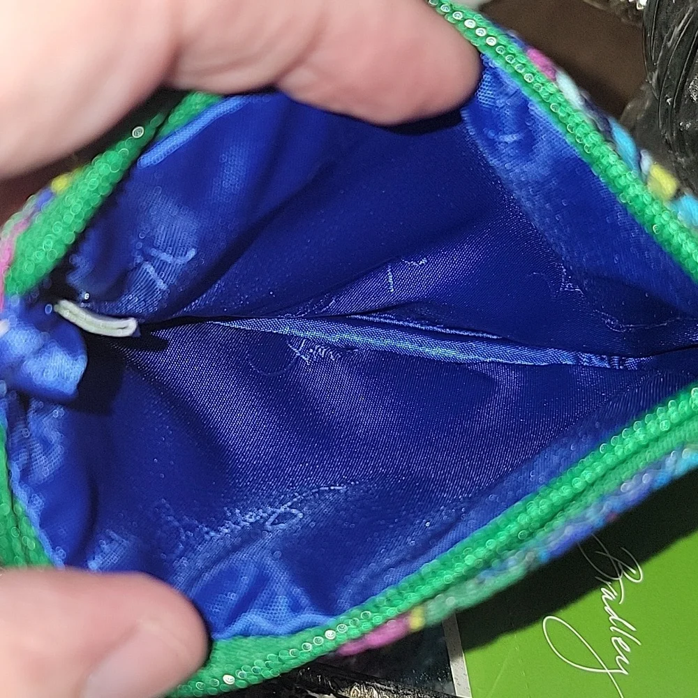 Vera Bradley Emerald Paisley Shimmer Zip Pouch Card Case - Picture 6 of 8